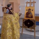 "24 декабря 2023 года в неделю 29-ю по Пятидесятнице, святых праотец после Божественной литургии настоятель храма протоиерей Дмитрий Культинов совершил водосвятный молебен и чин освящения иконы Божией Матери «Страстная», написанную на средства доброхотных жертвователей для нашего храма."